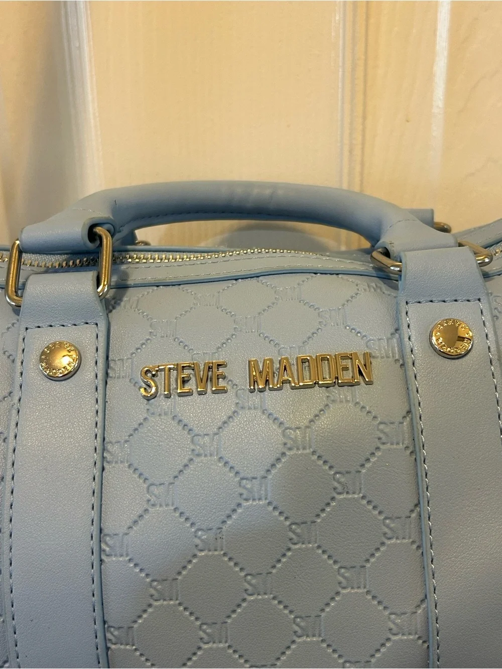 Steve Madden Sky Blue Quilted Crossbody Satchel sooo cute for back to school!!